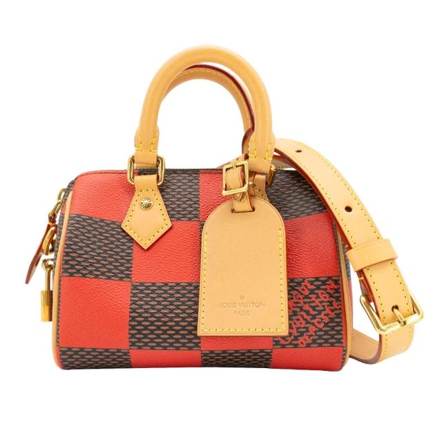 LV LOUIS VUITTON路易威登 N40611 Speedy 18 Damier Pop 棋盤格紋帆布手提斜背二用包