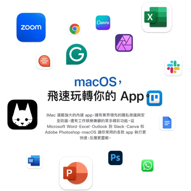 【Apple】2024 iMac 24吋 M4晶片 10核心CPU與10核心GPU 16G/256G SSD/乙太網路/巧控滑鼠/Touch ID巧控鍵盤