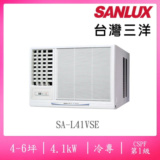 SANLUX 台灣三洋 福利品4-6坪左吹式一級變頻冷專窗型冷氣(SA-L41VSE)