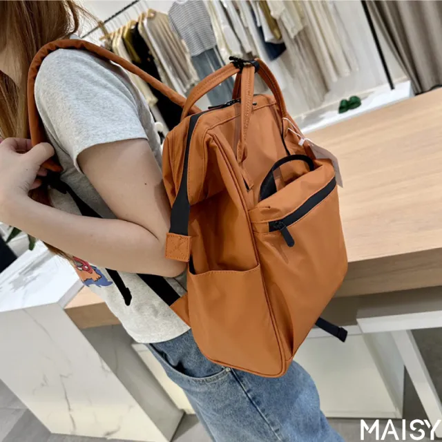 【MAISY】防水包 男女款通勤商務雙肩包 後背包(卡其色／深灰色／棕色／黑色／棕色)