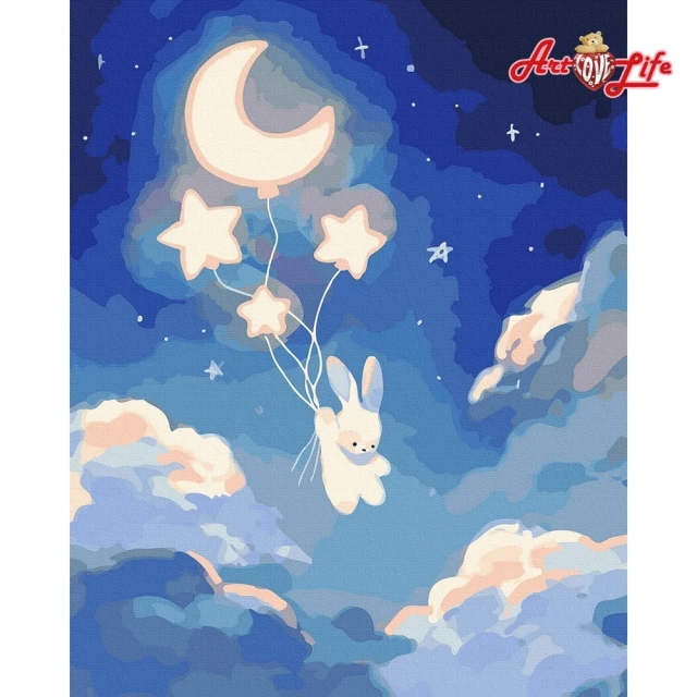【ArtLife 藝術生活】DT236星夜月兔40*50CM(數字油畫 DIY DIY數字油畫 交換禮物 畫畫玩具)