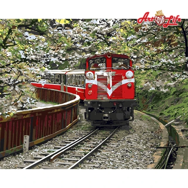 【ArtLife 藝術生活】TW005台灣風情誌–阿里山小火車40*50CM(數字油畫 DIY DIY數字油畫 交換禮物 畫畫玩具)