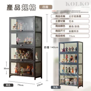 【Clook 鹿客家居】三面透明壓克力公仔模型展示櫃-四層70公分(餐櫥櫃 書櫃 櫃子 透明櫃 展示架 公仔收納)