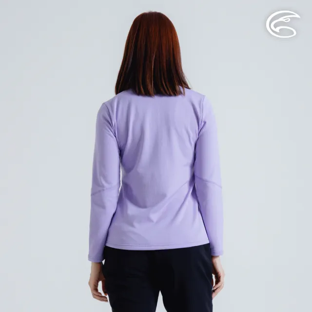 【ADISI】女半門襟動態保暖快乾上衣 AL2421086 薰衣紫 S-2XL(磨毛 鬆餅紋 抗靜電 彈性 吸濕 速乾)