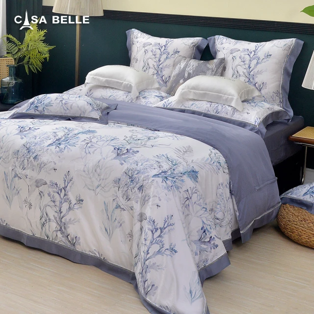 格蕾寢飾格蕾寢飾 CASA BELLE 《藍色珊瑚海》天絲四件式防蹣抗菌吸濕排汗兩用被床包組(雙人150X186CM)