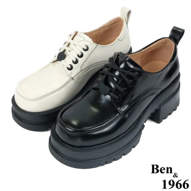 【Ben&1966】高級頭層牛油皮輕量厚底樂福鞋