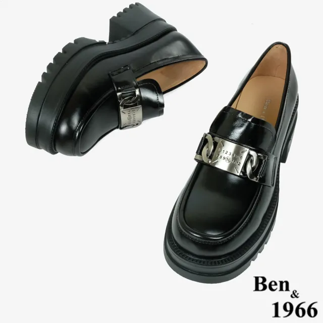 【Ben&1966】高級頭層牛油皮輕量厚底樂福鞋