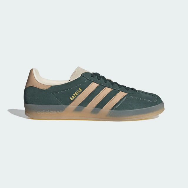 adidas 愛迪達 GAZELLE INDOOR 運動休閒鞋(JH5402 男鞋/女鞋 ORIGINALS復古運動休閒鞋 墨綠奶茶配色)