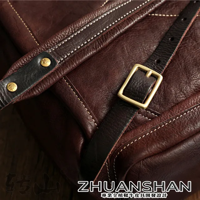 【ZHUANSHAN】真皮 復古手工植鞣牛皮大容量旅行背包 後背包(真皮包包 咖啡色／棕色／黑色)