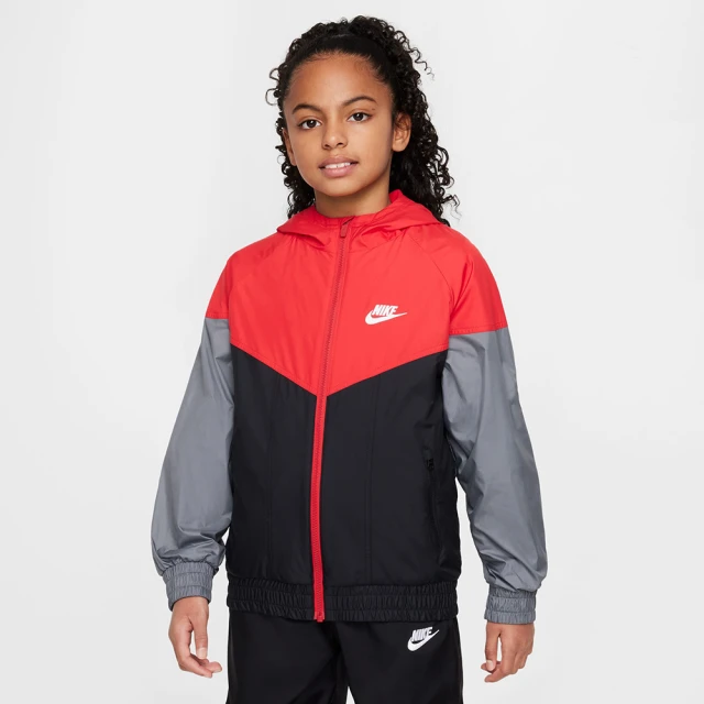 NIKE 耐吉 外套 大童 男女童 運動連帽外套 風衣外套 K NSW WR HD JKT WARM 紅黑灰 HJ2534-657