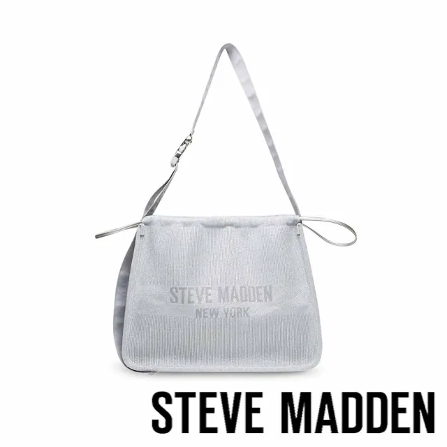 【steve madden】BNELSON 休閒束口寬帶大托特包(銀色)