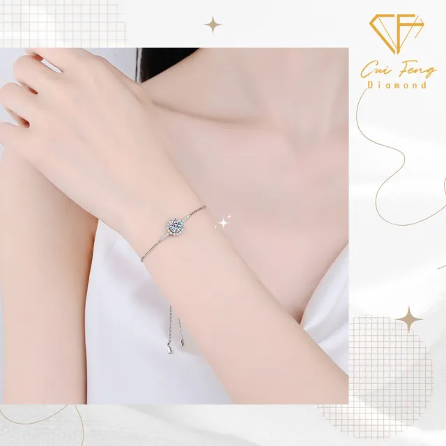 【CF Diamond】手鍊 莫桑鑽《微鑲圓包》(雙11 1克拉  鑽石 手鏈 生日禮物 求婚)