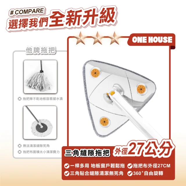 【ONE HOUSE】輕清拖 三角縫隙拖把組-配件-三角拖把布(5入)