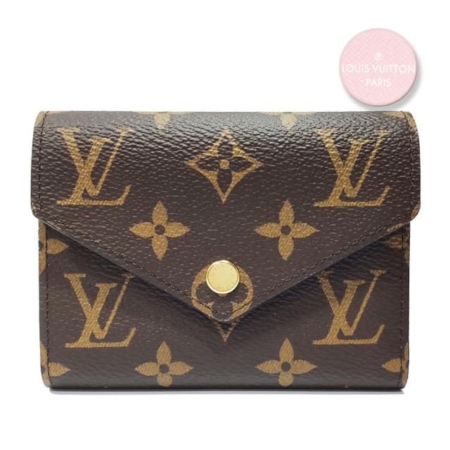 【Louis Vuitton 路易威登】M62360 經典Victorine系列經典Monogram帆布三折暗釦短夾(粉色)