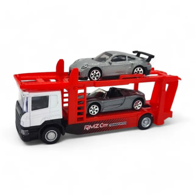1:64模型車 SCANIA拖板車組 含Porsche 918 Spyder & 911 GT2 RS(拖板車組合套裝)
