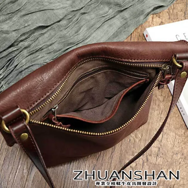 【ZHUANSHAN】真皮 光滑柔軟植鞣牛皮單肩包 斜肩包 真皮包包(黑色／棕色／咖啡色／紅色／黃色)