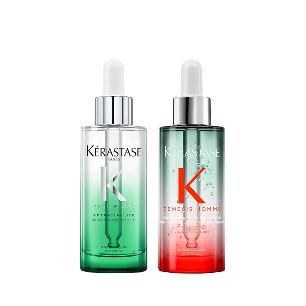 【KERASTASE 巴黎卡詩】極酵平衡+濃密芯生頭皮精華組(控油/舒緩)