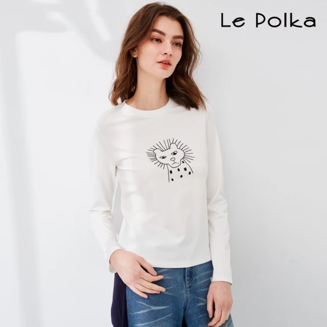 Le Polka 動物印花長袖上衣-女