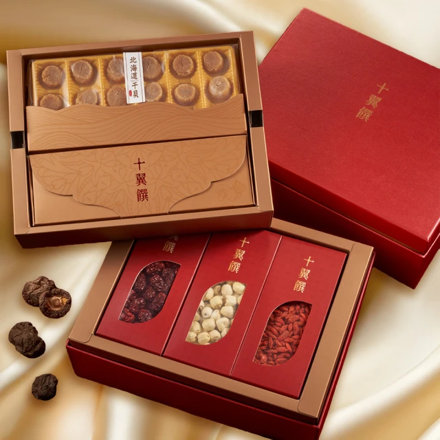 十翼饌 食來運轉吉祥多福禮盒(大香菇/干貝/龍眼/附提袋/春