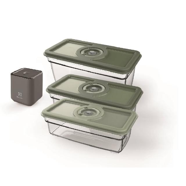 【Electrolux 伊萊克斯】USB充電可攜式真空保鮮組EAVFK1+(含主機1台+保鮮盒3入)