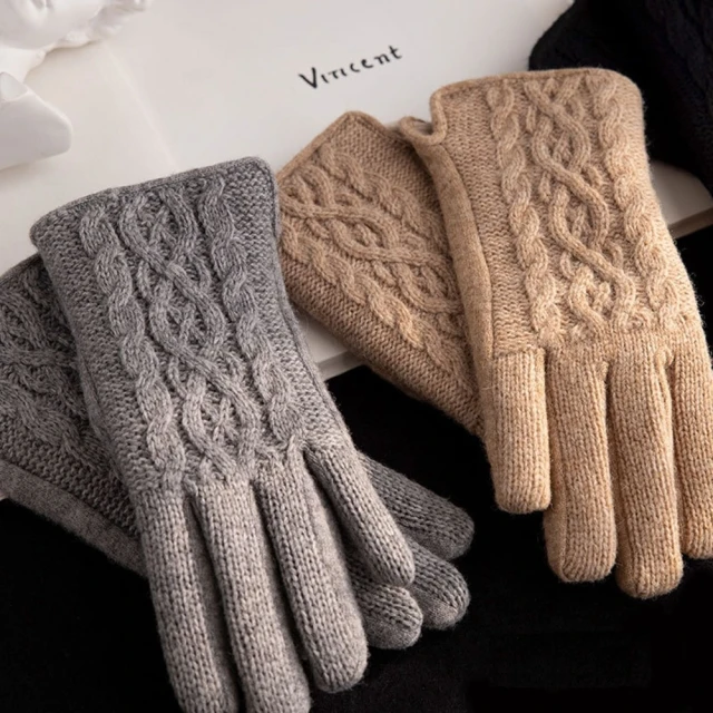 米蘭精品 羊絨手套觸控手套(保暖加絨加厚蝴蝶結女配件2色74