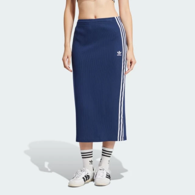 adidas 愛迪達 長裙 女 運動裙 三葉草 亞規 KNITTED SKIRT 藍 JD4607