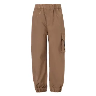 【Onitsuka Tiger】鬼塚虎 官方旗艦店 KIDS棕色 LOGO 印花兒童休閒長褲(2184A274-200)