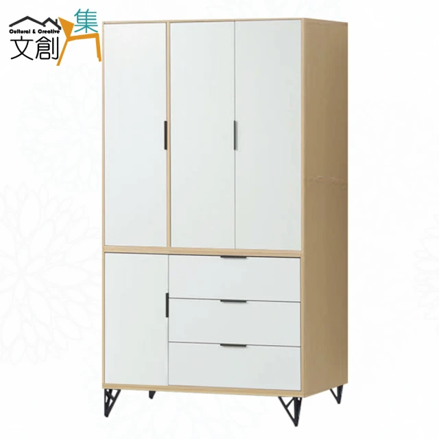 文創集 伊考斯雙色2.7尺二門三抽衣櫃(門內含鏡面) 推薦
