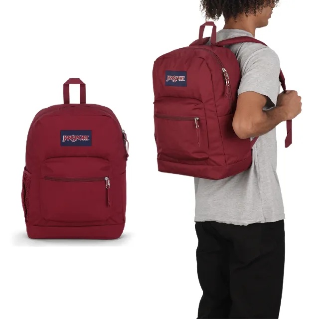 【JANSPORT】後背包 Cross Town Plus 酒棕紅 15吋 減壓背帶 筆電包 雙肩包 包包 JS0A7ZNZ04S