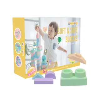 【MOOMU】馬卡龍香草軟積木 40pcs/組(贈收納袋+角色立體場景紙卡)