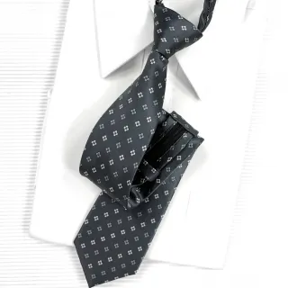 【vivi 領帶家族】流行窄版7cm拉鍊領帶(深灰花)