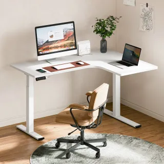 【Flexispot】L型二節式電動升降桌 送安裝(160*110完美超大桌面)