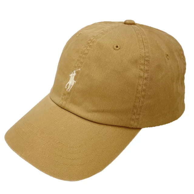 【RALPH LAUREN】POLO刺繡小馬LOGO鴨舌/棒球帽(棕/米白)