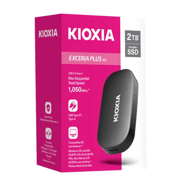 KIOXIA 鎧俠】Exceria Plus G2 行動固態硬碟USB3.2 Gen2 2TB