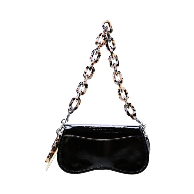 【COACH】Topia Wavy Dinky黑色漆皮肩背/斜背兩用小包