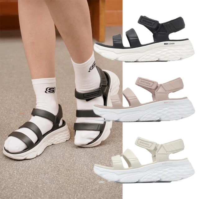 SKECHERSSKECHERS 涼鞋 Max Cushioning-Aura 女鞋 厚底 雙密度 緩衝 防水 涼拖鞋 單一價(111126-NAT)