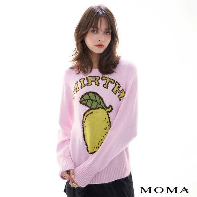 MOMA 撞色檸檬寬版毛衣(粉色)折扣推薦