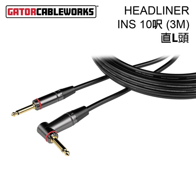 Gator Cableworks HEADLINER 樂器導線 直L頭 3M 公司貨(HL-INS-10RA)