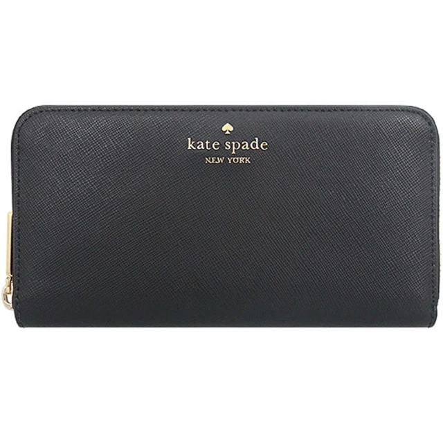 KATE SPADE Madison黑色防刮皮革拉鍊式長夾