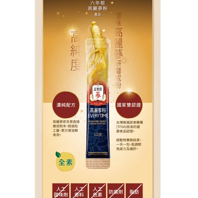 【正官庄】高麗蔘粉EVERYTIME 2盒組-2gx30入/盒(健康食品雙認證/調節免疫力/護肝)