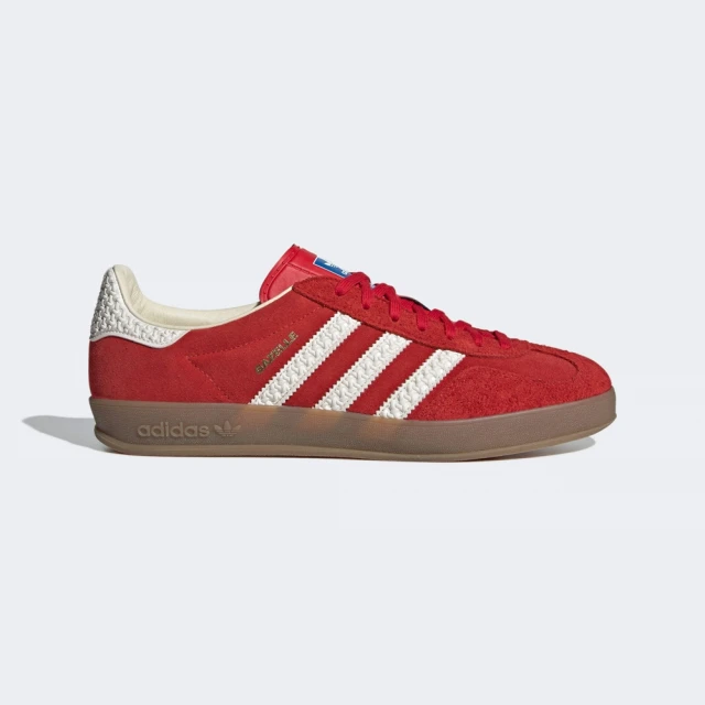 adidas 愛迪達 GAZELLE INDOOR 運動休閒鞋(IF1808 男鞋/女鞋 ORIGINALS復古休閒鞋 浮雕裝飾細節 緋紅色)