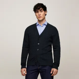 【Tommy Hilfiger】官方旗艦館 絞花針織開襟衫_藍色