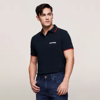 【TOMMY HILFIGER】官方旗艦館 Monotype 飾邊標準版型 Polo 衫_藍色