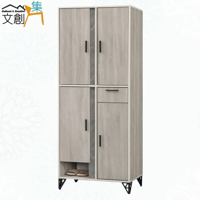 【文創集】曼科2.4尺雙色四門單抽高鞋櫃