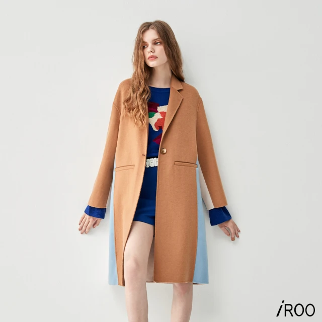 Dailo 修身長板毛呢長袖外套(藍 黑 駝) 推薦