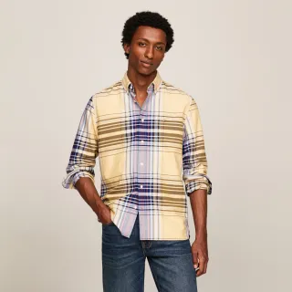 【Tommy Hilfiger】官方旗艦館 牛津格紋標準版型襯衫_黃色