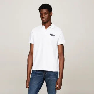 【TOMMY HILFIGER】官方旗艦館 鏈縫標誌刺繡 Polo 衫_白色