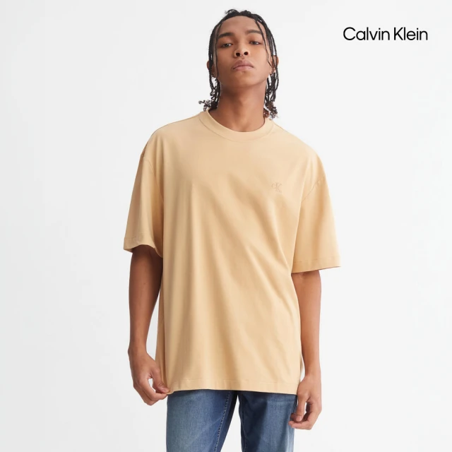 Calvin Klein 官方旗艦館 CK Calvin Logo 圓領上衣_棕色