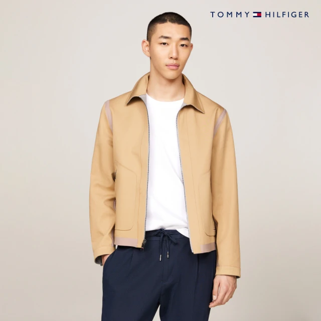 Tommy Hilfiger 官方旗艦館 格紋防水拉鏈襯衫式外套_灰色