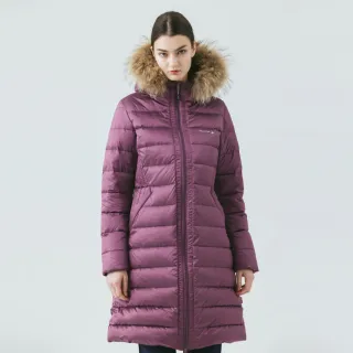 【Hilltop 山頂鳥】超潑水石墨烯蓄熱羽絨長版大衣外套 女款 鬱金香紅｜PF21XF96ECH0